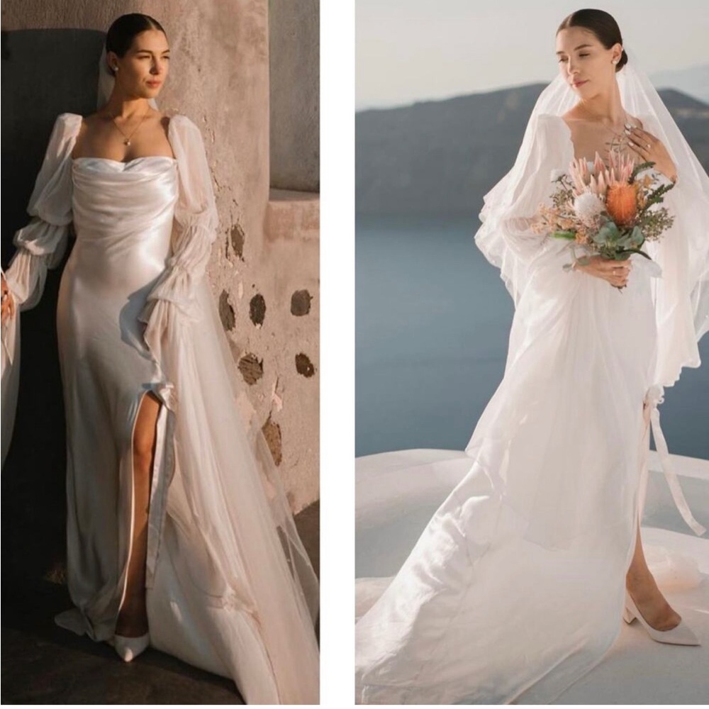 NWT For Love and Lemons X Revolve Willow Bridal Gown Long Dress White Size Large - Picture 12 of 14
